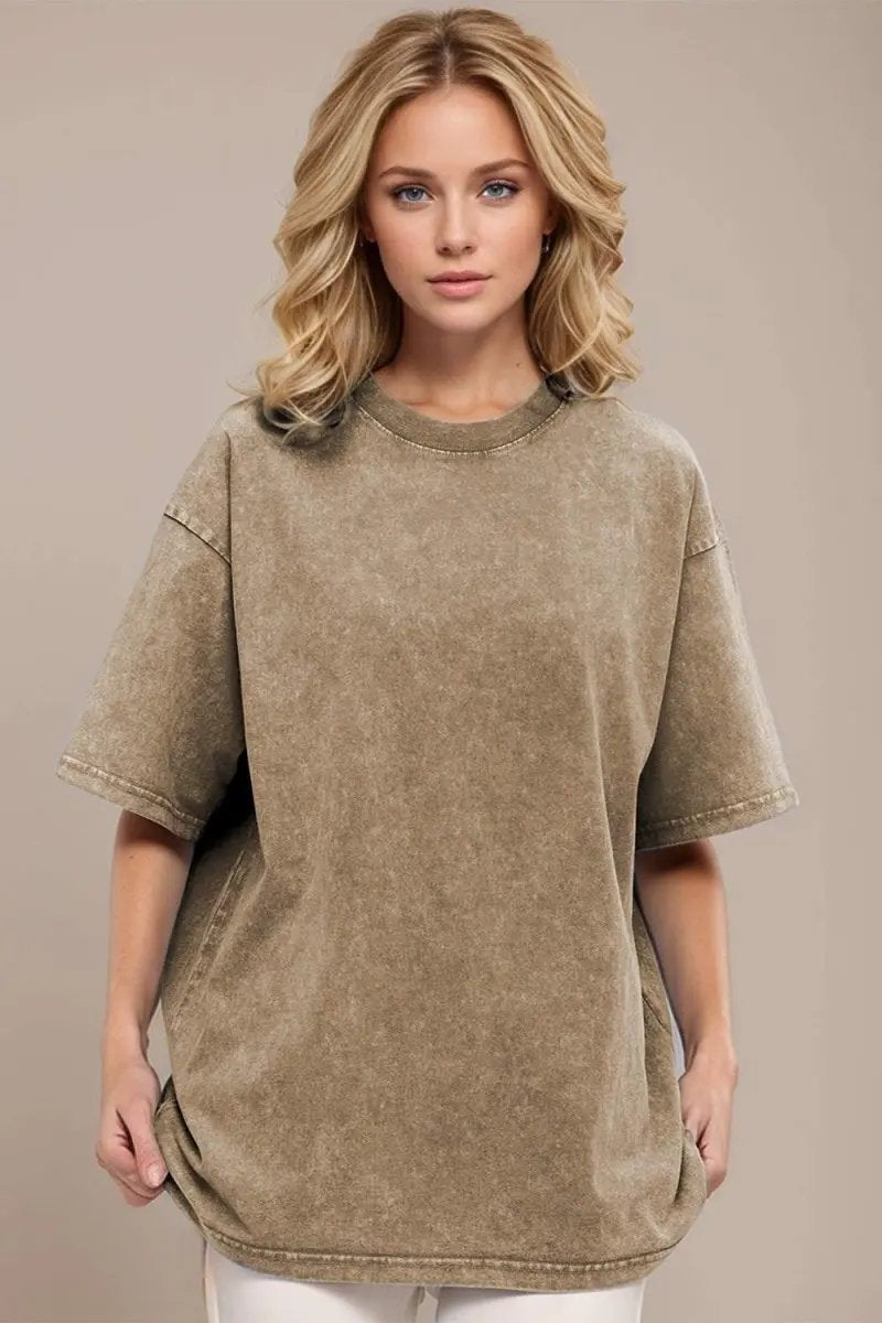 Basic Bae Round Neck Half Sleeve T-Shirt for Women - Love Salve